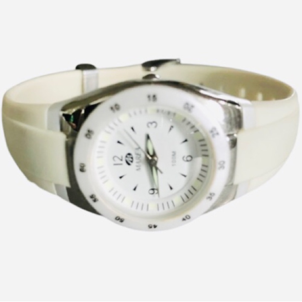 ⭐️Marea⭐️Women's Sports Silicone Band Watch White Silver Ladies Watch